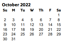 District School Academic Calendar for Kincaid Elementary School for October 2022