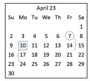 District School Academic Calendar for Forest Ridge for April 2023