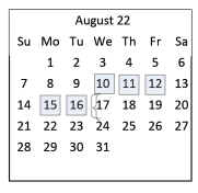 District School Academic Calendar for Pebble Creek Elementary for August 2022