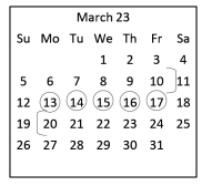 District School Academic Calendar for Oakwood Intermediate School for March 2023