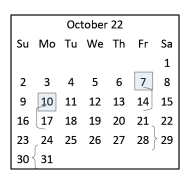 District School Academic Calendar for College Station Jjaep for October 2022