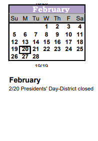 District School Academic Calendar for East Middle School for February 2023