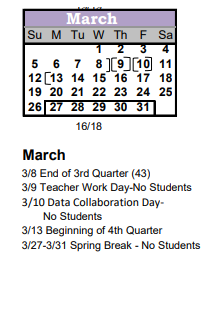 District School Academic Calendar for Pike Elementary School for March 2023