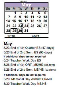 District School Academic Calendar for Howbert Elementary School for May 2023