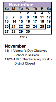 District School Academic Calendar for Buena Vista Elementary School for November 2022