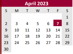 District School Academic Calendar for Brazoria Co J J A E P for April 2023