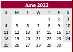 District School Academic Calendar for Brazoria Co J J A E P for June 2023