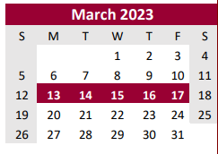 District School Academic Calendar for Brazoria Co J J A E P for March 2023