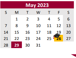 District School Academic Calendar for Brazoria Co J J A E P for May 2023