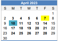 District School Academic Calendar for Connally Elementary School for April 2023
