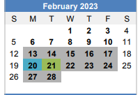 District School Academic Calendar for Elm Mott Center for February 2023
