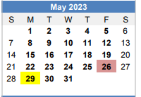 District School Academic Calendar for Elm Mott Center for May 2023