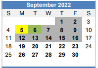 District School Academic Calendar for Challenge Academy for September 2022