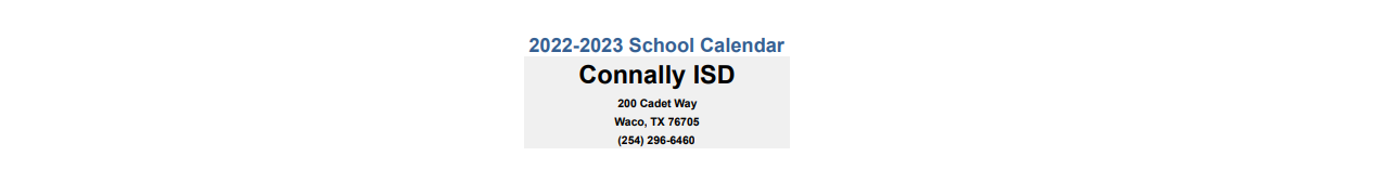 District School Academic Calendar for Connally Primary School