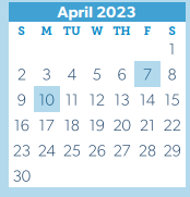 District School Academic Calendar for Pathways for April 2023