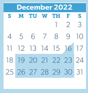 District School Academic Calendar for Oak Ridge Elementary for December 2022