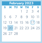 District School Academic Calendar for Houser Elementary for February 2023
