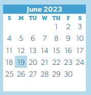 District School Academic Calendar for New Oak Ridge Intermediate for June 2023