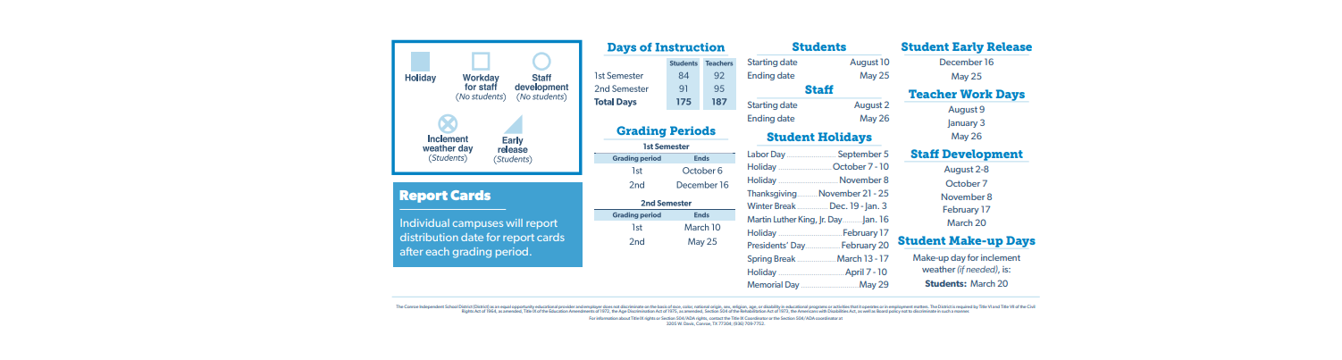 District School Academic Calendar Key for Next New Intermediate