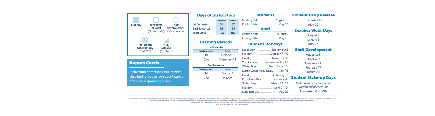 District School Academic Calendar Key for The Woodlands High School