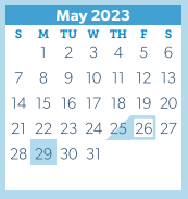 District School Academic Calendar for Washington Junior High for May 2023