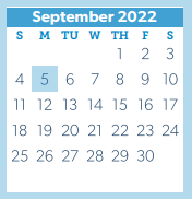 District School Academic Calendar for Anderson Elementary for September 2022