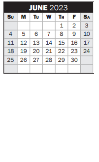 District School Academic Calendar for Valley Ranch Elementary School for June 2023