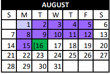 District School Academic Calendar for J L Williams Elementary for August 2022