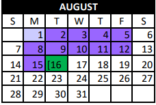 District School Academic Calendar for S C Lee Junior High for August 2022