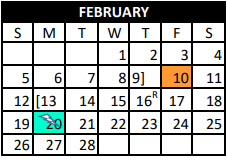 District School Academic Calendar for S C Lee Junior High for February 2023