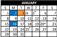 District School Academic Calendar for C R Clements Intermediate for January 2023