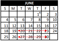 District School Academic Calendar for S C Lee Junior High for June 2023