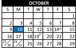 District School Academic Calendar for Hollie Parsons Elementary for October 2022