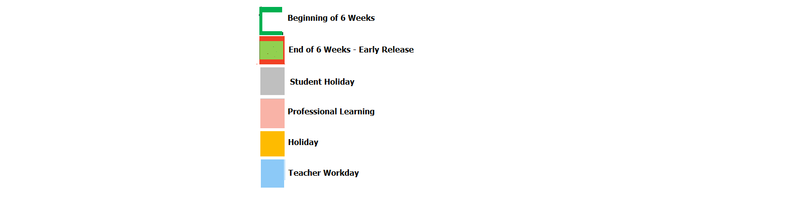 District School Academic Calendar Key for Crandall Int