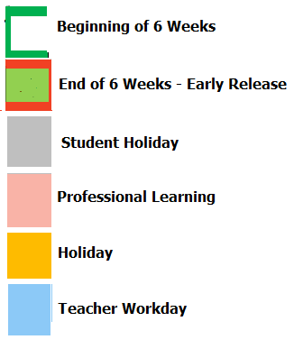 District School Academic Calendar Legend for Crandall Elementary