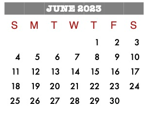 District School Academic Calendar for Crosby Middle for June 2023