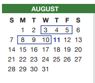 District School Academic Calendar for J A Hargrave Elementary for August 2022