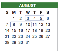 District School Academic Calendar for Bess Race Elementary for August 2022