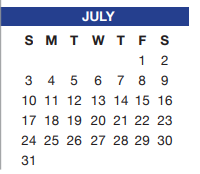 District School Academic Calendar for Tarrant Co J J A E P for July 2022