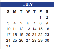 District School Academic Calendar for Crowley Middle for July 2022