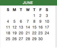 District School Academic Calendar for J A Hargrave Elementary for June 2023