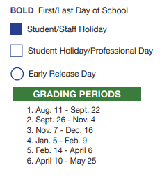 District School Academic Calendar Legend for Oakmont Elementary