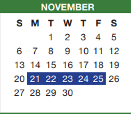 District School Academic Calendar for North Crowley H S 9th Grade Campus for November 2022