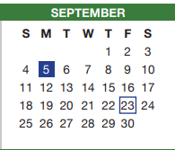 District School Academic Calendar for Tarrant Co J J A E P for September 2022