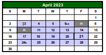 District School Academic Calendar for G O A L S Program for April 2023