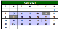 District School Academic Calendar for Learning Connections for April 2023