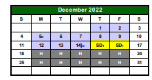 District School Academic Calendar for G O A L S Program for December 2022