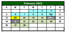 District School Academic Calendar for G O A L S Program for February 2023
