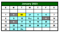 District School Academic Calendar for Learning Connections for January 2023