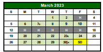 District School Academic Calendar for French Elementary for March 2023
